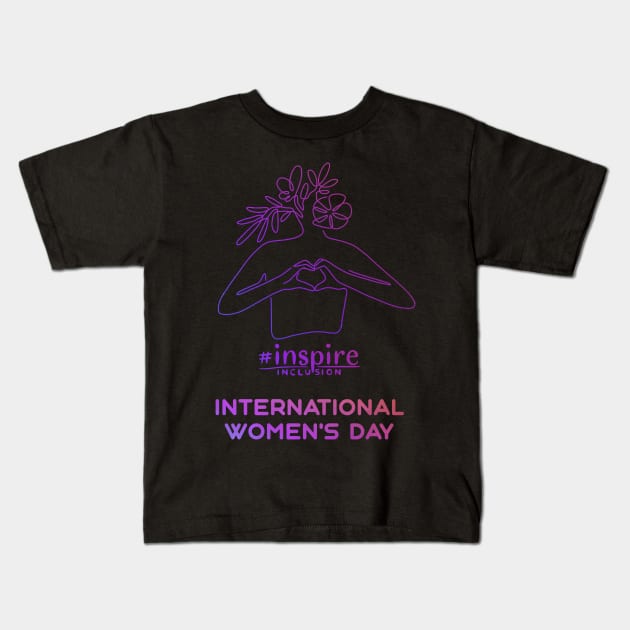 Count Her Inspire Inclusion Women's International Day 2024 Kids T-Shirt by AimArtStudio